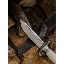 Боевой нож ручной работы «Финка #12» с кожаными ножнами нескладной N690/61 HRC.