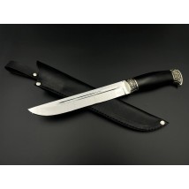 Handmade knife “Plastun #1” with leather sheath, awkward N690/61 HRC