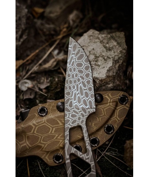 Handmade tactical knife “Gekon #1” with Kydex sheath X12MF/60 HRC