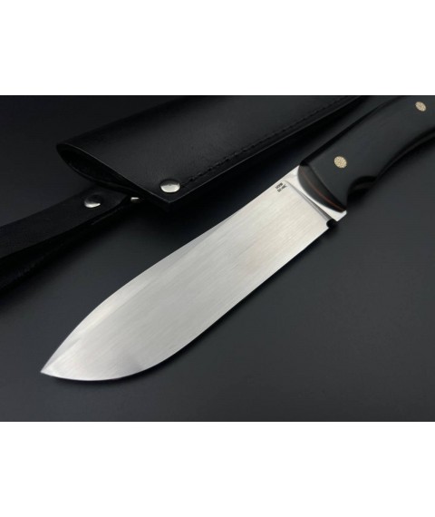 Premium handmade knife “Dark #2” with leather sheath M398/63 HRC