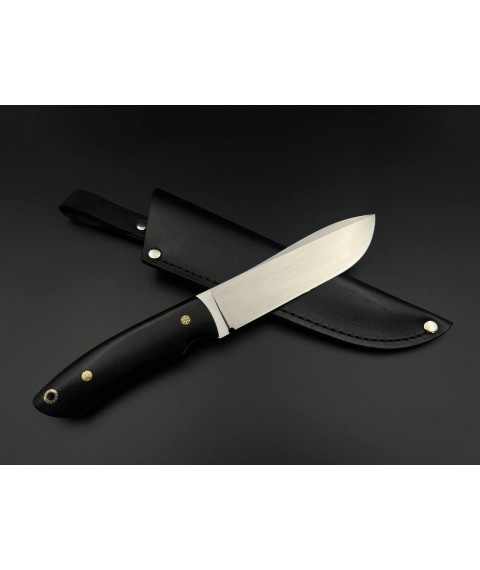 Premium handmade knife “Dark #2” with leather sheath M398/63 HRC