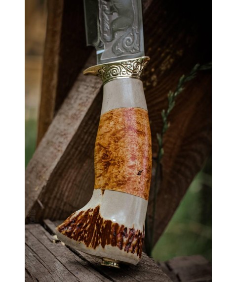 Exclusive handmade knife for hunting and fishing made of elk horn “Trophy #9” 95x18/58 HRC