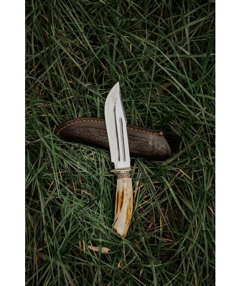 Exclusive handmade tourist knife for hunting and fishing made of elk horn “Trophy #19” 95x18/58 HRC