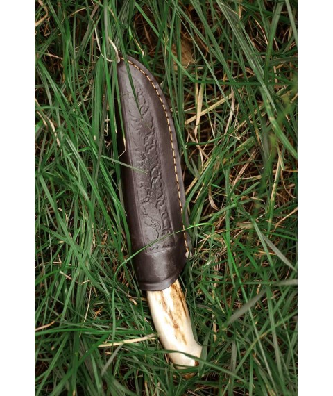 Эксклюзивный нож ручной работы для охоты и рыбалки туристический из рога лося «Трофей #19» 95х18/58 HRC