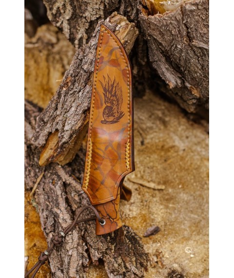 Эксклюзивный нож ручной работы «Ворон #1» с кожаными ножнами S390/67 HRC