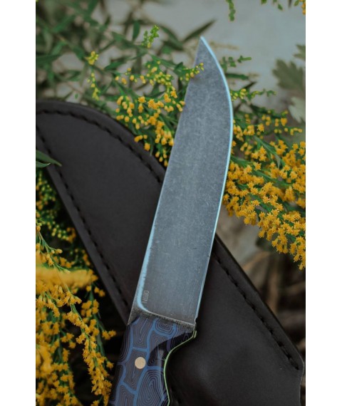 Handmade fultang knife “Hummingbird #2” with leather sheath N690/61 HRC