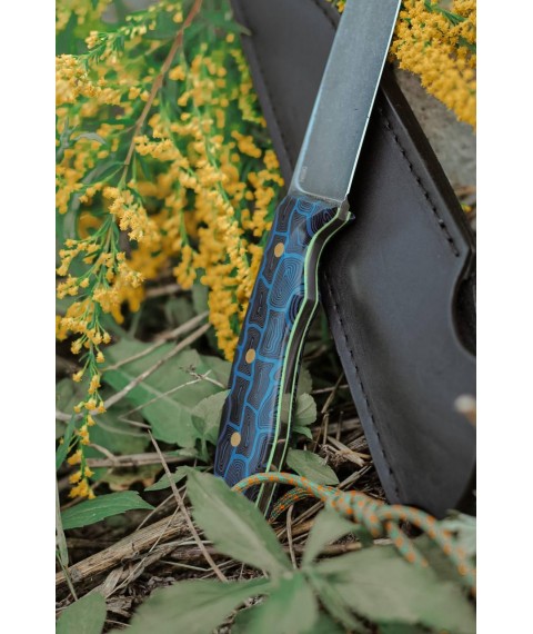 Нож фултанг ручной работы «Колибри #2» с кожаными ножнами N690/61 HRC
