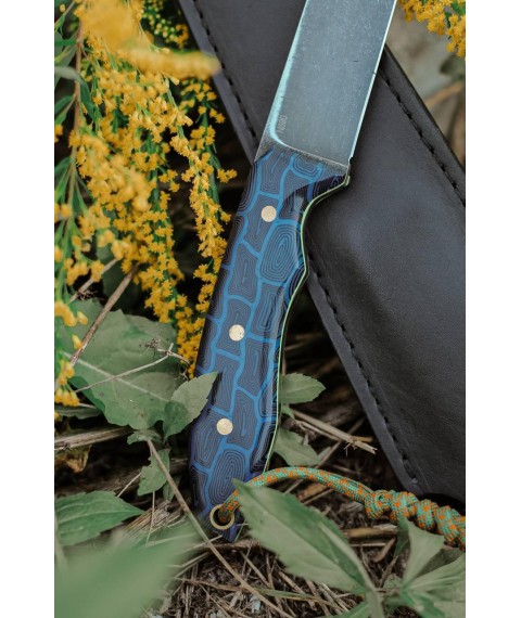 Нож фултанг ручной работы «Колибри #2» с кожаными ножнами N690/61 HRC