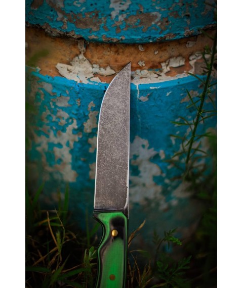 Нож фултанг ручной работы «Змей #6» с кожаными ножнами N690/61 HRC