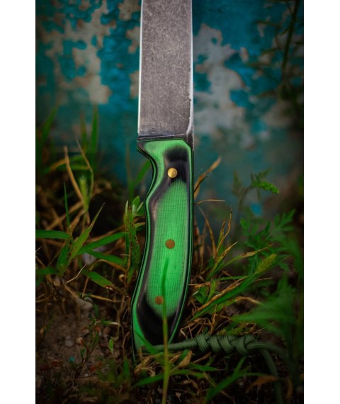 Handmade fultang knife “Snake #6” with leather sheath N690/61 HRC