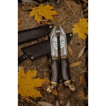Нож ручной работы «Гетман Сирко #1» с кожаными ножнами 50х14мф/59 HRC