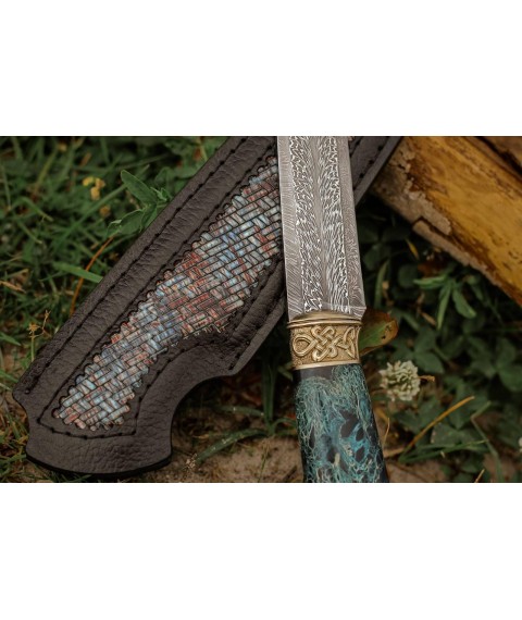 Эксклюзивный нож ручной работы из мозаичного дамаска «Орел #10», 5 000 слоёв металла/60 HRC.