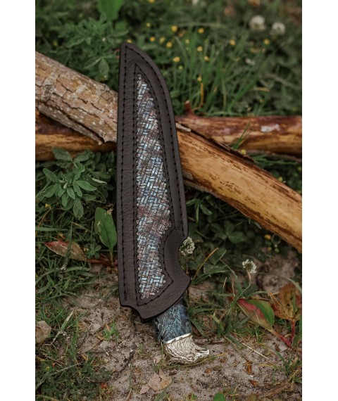 Эксклюзивный нож ручной работы из мозаичного дамаска «Орел #10», 5 000 слоёв металла/60 HRC.