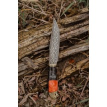 Эксклюзивный нож ручной работы из мозаичного дамаска «Скелет #1», 5 000 слоёв металла/60 HRC.