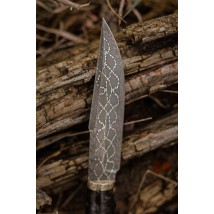 Эксклюзивный нож ручной работы из мозаичного дамаска «Скелет #1», 5 000 слоёв металла/60 HRC.
