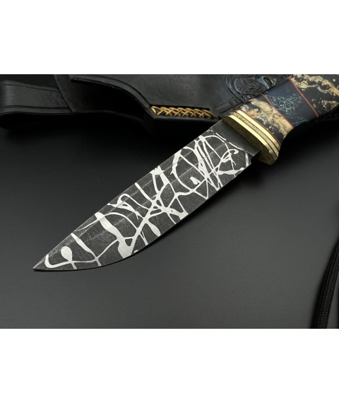 Exclusive handmade knife “Avenger #1” with leather sheath N690/61 HRC.