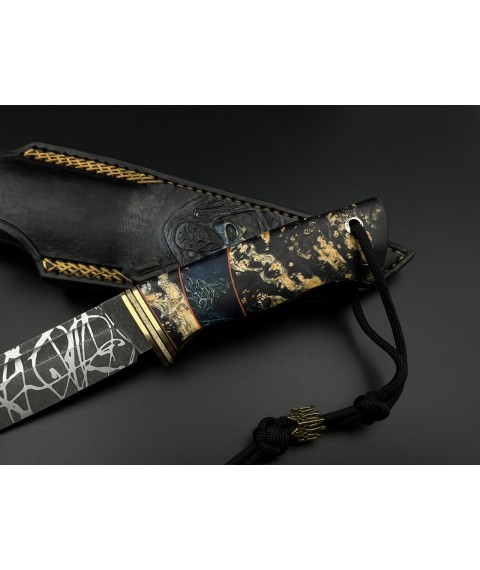 Эксклюзивный нож ручной работы «Мститель #1» с ножнами из кожи N690/61 HRC.
