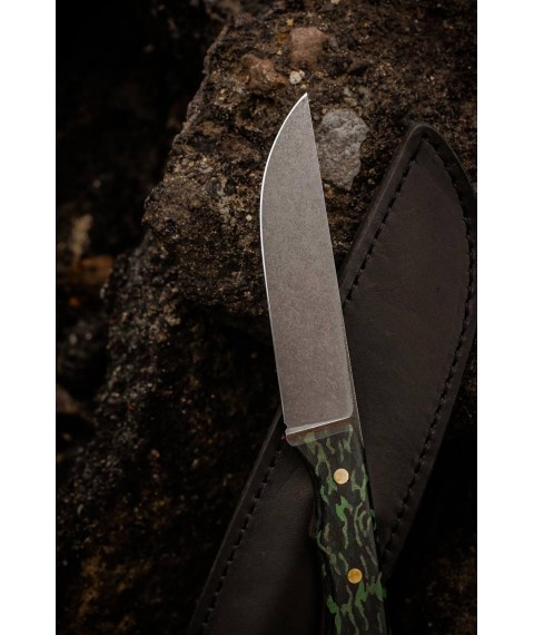 Нож фултанг ручной работы «Армейский #2» с кожаными ножнами N690/61 HRC