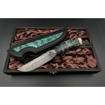 Эксклюзивный подарочный нож ручной работы из дамасской стали «Апачи #2» в деревянном кейсе.