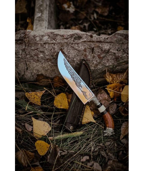 Handmade Uzbek type knife “Pchak #5” (Wolf) with leather sheath 95x18/57-58 HRC