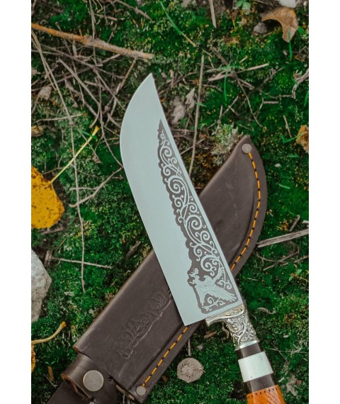 Handmade Uzbek type knife “Pchak #5” (Falcon) with leather sheath 95x18/57-58 HRC