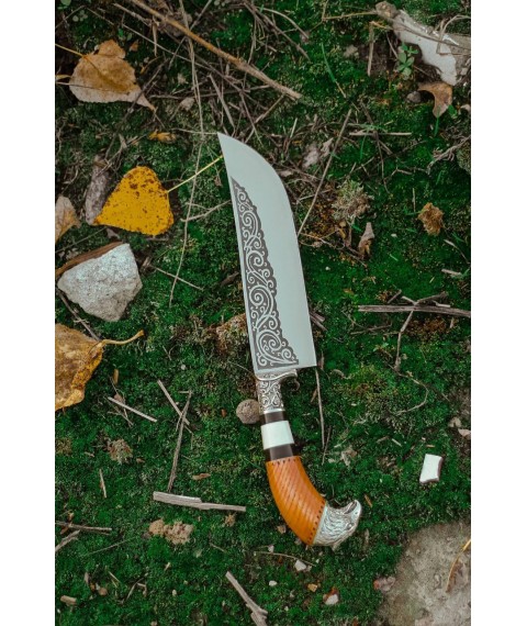 Handmade Uzbek type knife “Pchak #5” (Falcon) with leather sheath 95x18/57-58 HRC