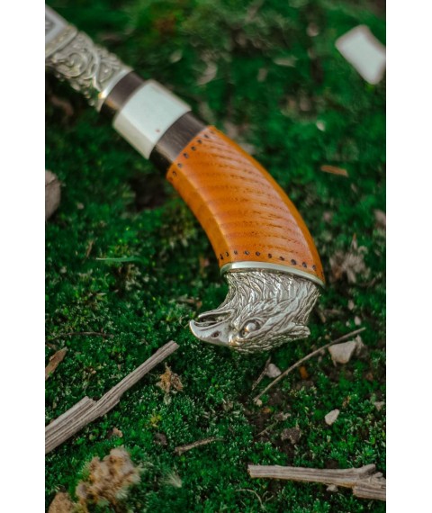Нож ручной работы узбекского типа «Пчак #5» (Сокол) с кожаными ножнами 95х18/57-58 HRC