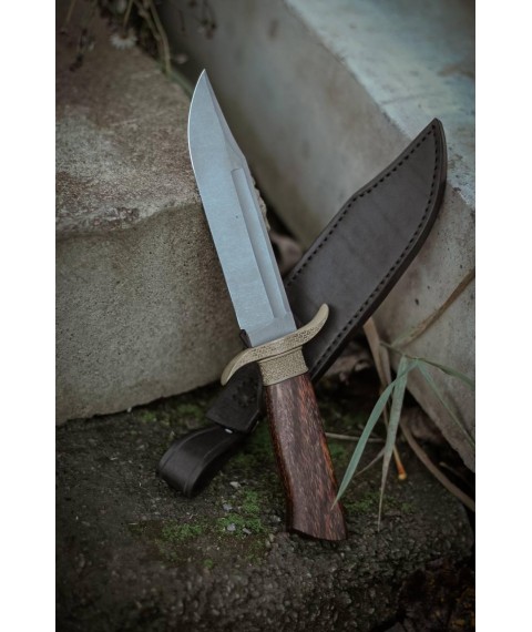 Handmade knife “Bowie #2” with leather sheath X12MF/60-61 HRC