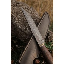 Нож ручной работы из витого дамаска «Кельт #1» с кожаными ножнами/60 HRC