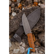 Нож ручной работы для охоты и рыбалки туристический «Гермес #1» с кожаными ножнами ШХ15/60 HRC.