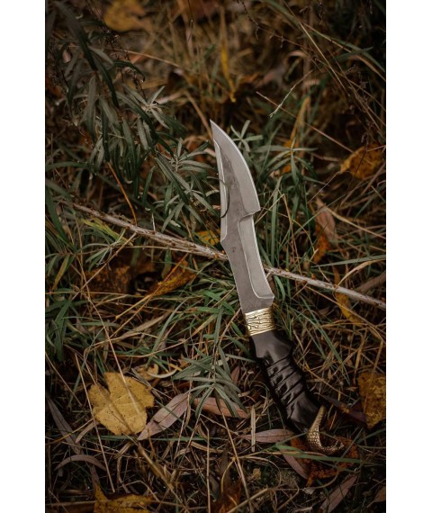 Exclusive handmade knife “Cobra #19” with a sheath made of leather X12MF/60 HRC.