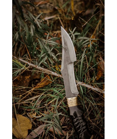 Exclusive handmade knife “Cobra #19” with a sheath made of leather X12MF/60 HRC.