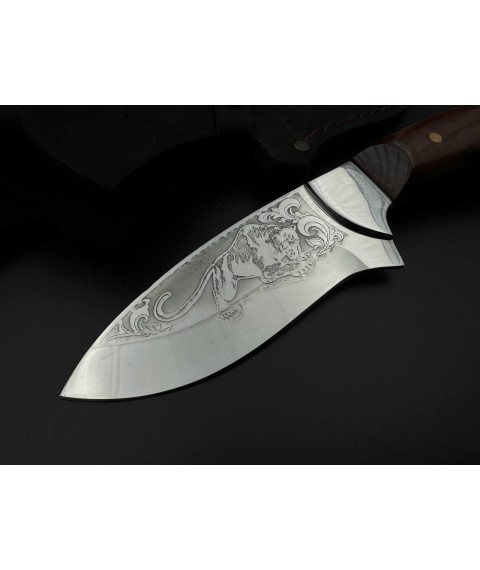 Handmade fultang knife “Hunter #3” with leather sheath 95x18/58 HRC.