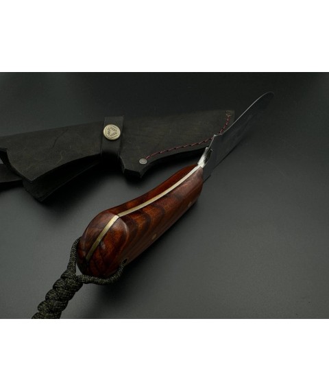 Нож-фултанг ручной работы «Хантер #3» с кожаными ножнами 95х18/58 HRC.