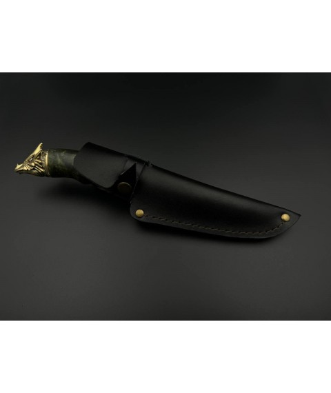 Нож ручной работы «Дракон #6» с кожаными ножнами нескладной 95Х18/58 HRC.
