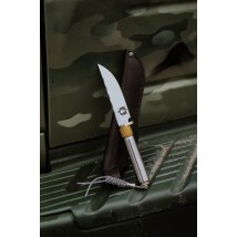 Нож ручной работы «Гильза #2» с кожаными ножнами Chromalit 40/60 HRC.