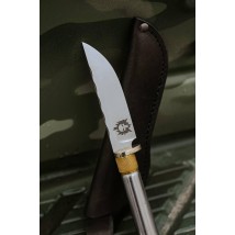 Нож ручной работы «Гильза #2» с кожаными ножнами Chromalit 40/60 HRC.