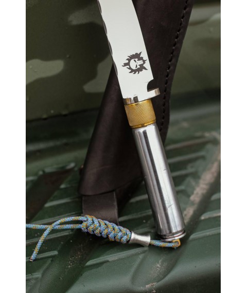 Handmade knife “Case #2” with leather sheath Chromalit 40/60 HRC.
