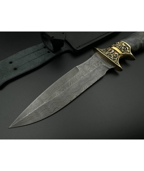 Exclusive handmade Damascus knife “Mini General #5” with leather sheath/60 HRC