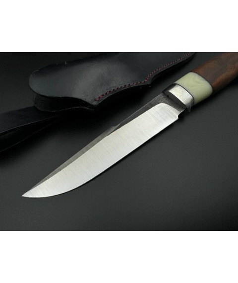 Handmade knife “Fin #7” with leather sheath N690/61 HRC.