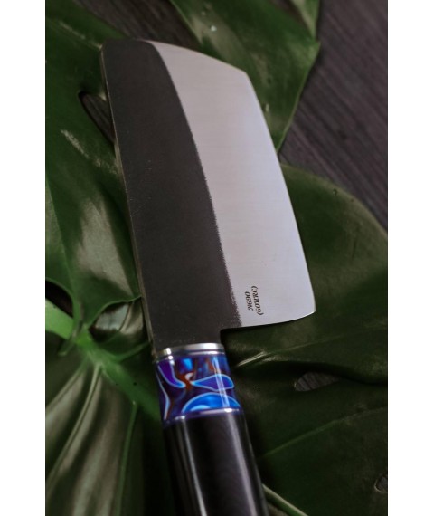 Кухонный нож-топорик ручной работы «Игуана #1» из стали N690/60-61 HRC.