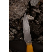 Эксклюзивный нож ручной работы из дамасской стали с Тризубом «Патриот #17» с кожаными ножнами.