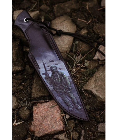 Эксклюзивный нож ручной работы «Герой #1» с кожаными ножнами N690/61 HRC.
