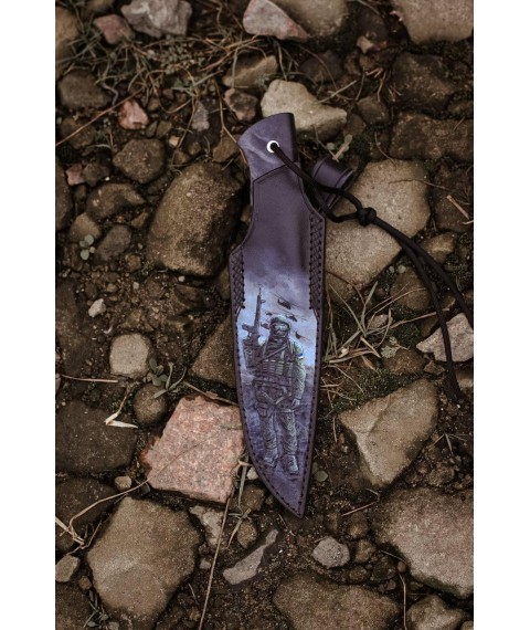 Эксклюзивный нож ручной работы «Герой #1» с кожаными ножнами N690/61 HRC.