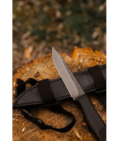 Handmade tactical knife “Reaper #1” with leather sheath X12MF/61 HRC.