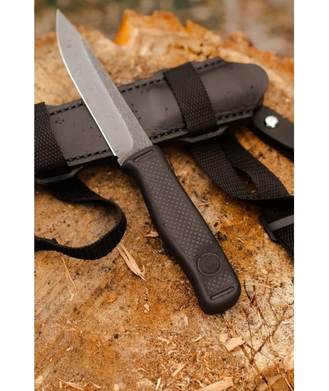Handmade tactical knife “Reaper #1” with leather sheath X12MF/61 HRC.