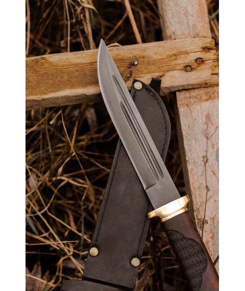 Handmade knife “Plastun #2” with leather sheath X12MF/60-61 HRC.