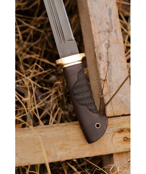 Нож ручной работы «Пластун #2» с ножнами из кожи Х12МФ/60-61 HRC.