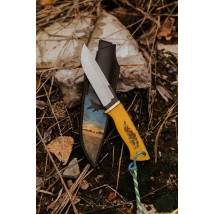 Эксклюзивный нож ручной работы «Самолёт #1» с художественными кожаными ножнами N690/61 HRC.