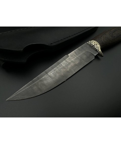 Handmade Damascus steel knife “Celt #2” with leather sheath/60 HRC.